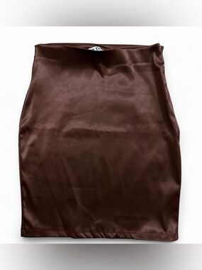 Satin Brown Pencil Mink Skirt